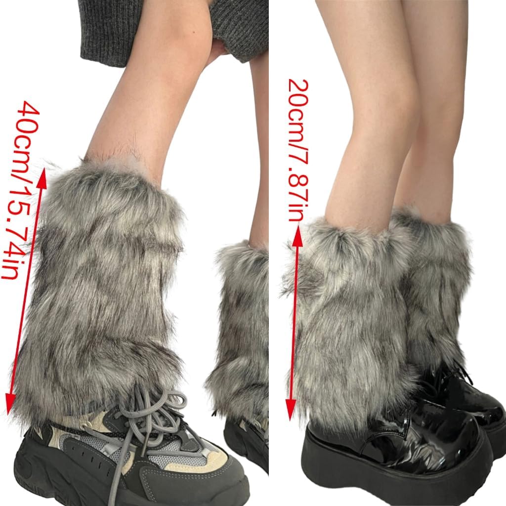 Women Winter Warm Leg Warmer Thicken Fuzzy Plush Boot Cuffs Socks Party Costume