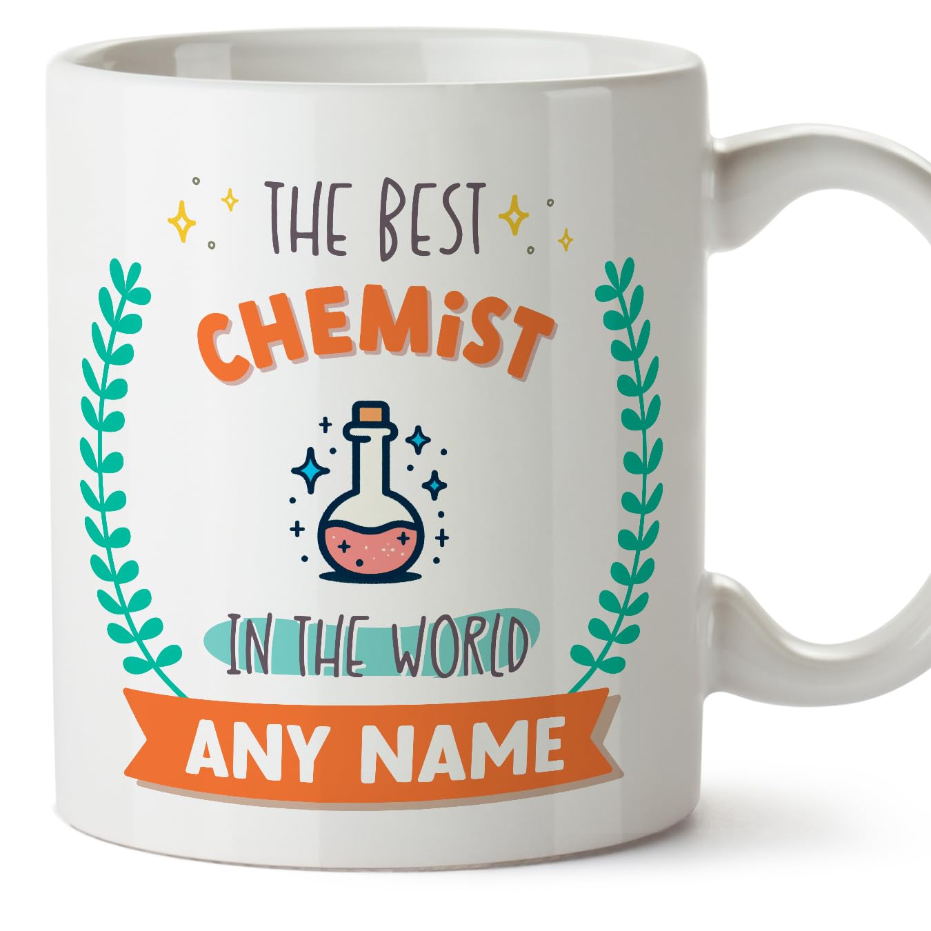 MUGFFINS Chemist Mug - in English - World's Best - with Doodle - Funny Gift for Colleagues - Ceramic 11oz Mug