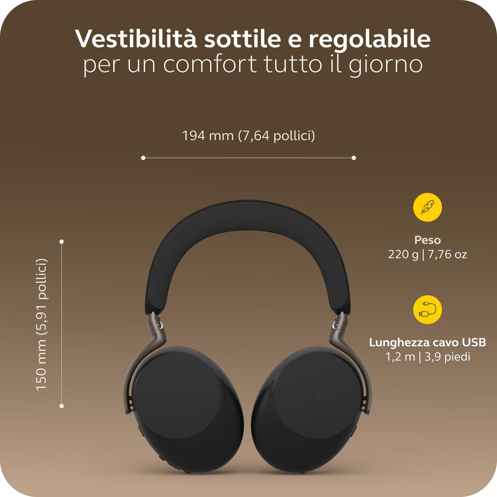 Jabra Evolve3 85 Cuffie Over-Ear Wireless con Microfono, Nero | Per Lavoro, Dongle USB-C, ANC Adattiva, 25h Batteria, per App di Meeting