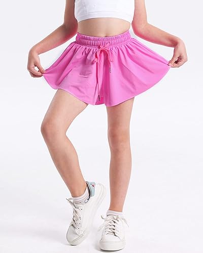 Miniatura 5 de KEREDA Pantalones cortos fluidos para niñas, pantalones cortos de mariposa para adolescentes y niñas con forro de elastano 2 en 1, ropa deportiva
