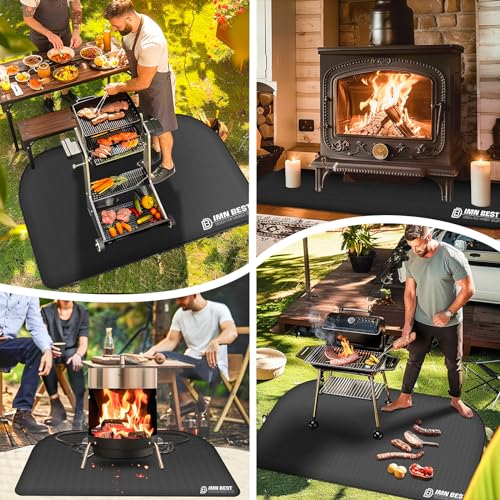 ImnBest Feuerfeste Unterlage 150x100cm, Faltbare Grillmatte Bodenschutz Grillunterlage, Silikon-Glasfaser Hitzebeständige Wasserbeständige Grillmatte für BBQ Grills, Kamin, Boden, Rasen und Camping – Bild 6
