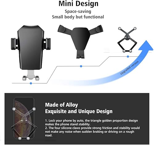 Miniatura 8 de OATSBASF Soporte de teléfono para automóvil, soporte para teléfono de coche por gravedad, soporte para teléfono manos libres, soporte para
