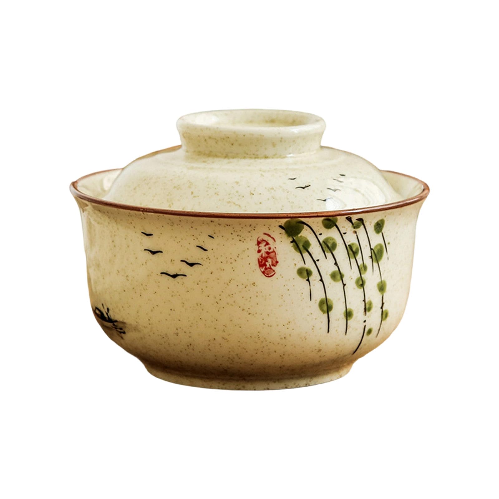LUCKGONI Microwave Safe Ceramic Ramen Bowl with Lid for Spill Soup Noodles Serving Container in Homes Restaurant Kitchen