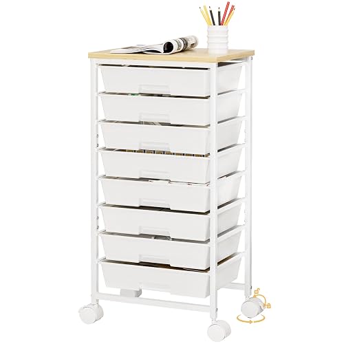 Homde Rolling Storage Drawer Cart: 8-Drawer Sort to Clear Desk