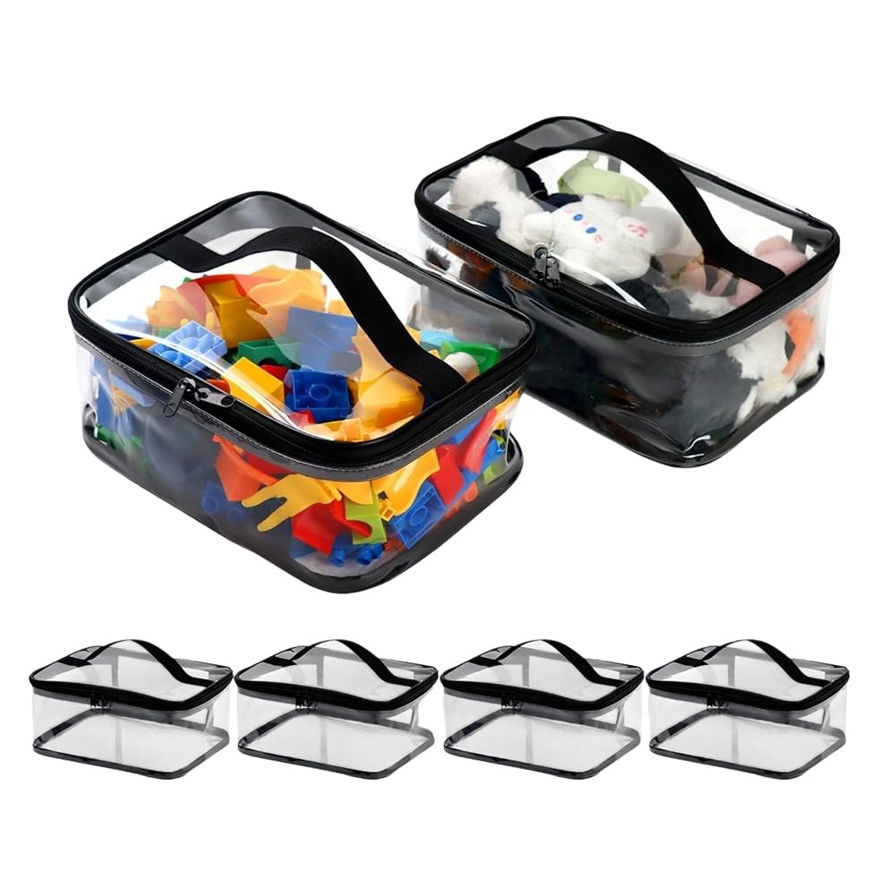 Aundhegrtt Clear Toy Bags Transparent PVC Waterproof Reusable Bag for Small Toys, Building Blocks