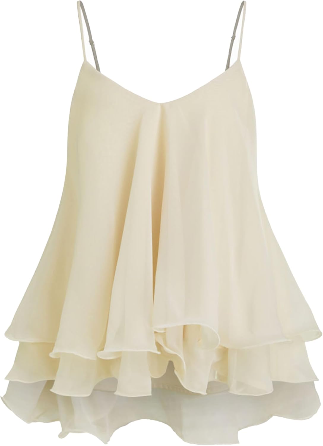 Womens Summer Babydoll Peplum Cami Tops Chiffon Ruffled Flowy Tank Top Sleeveless Trendy Casual Camisole