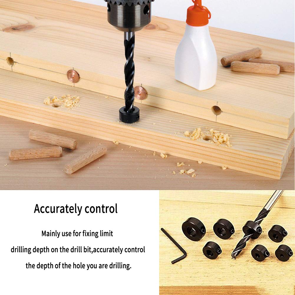 Anelli Di Profondità Per Trapano - Set 9 Pezzi Con Chiave, Per Fori Precisi 3-16 Mm - Foto 7