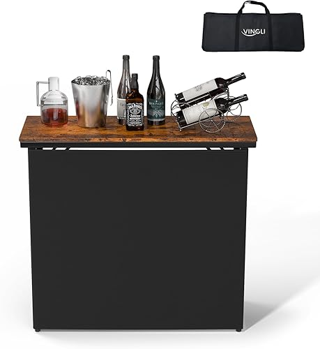 Miniatura 11 de VINGLI Mesa de bar portátil de grado comercial de 45 pulgadas para eventos, estación móvil de bartend, mesa de bar desplegable para interiores y