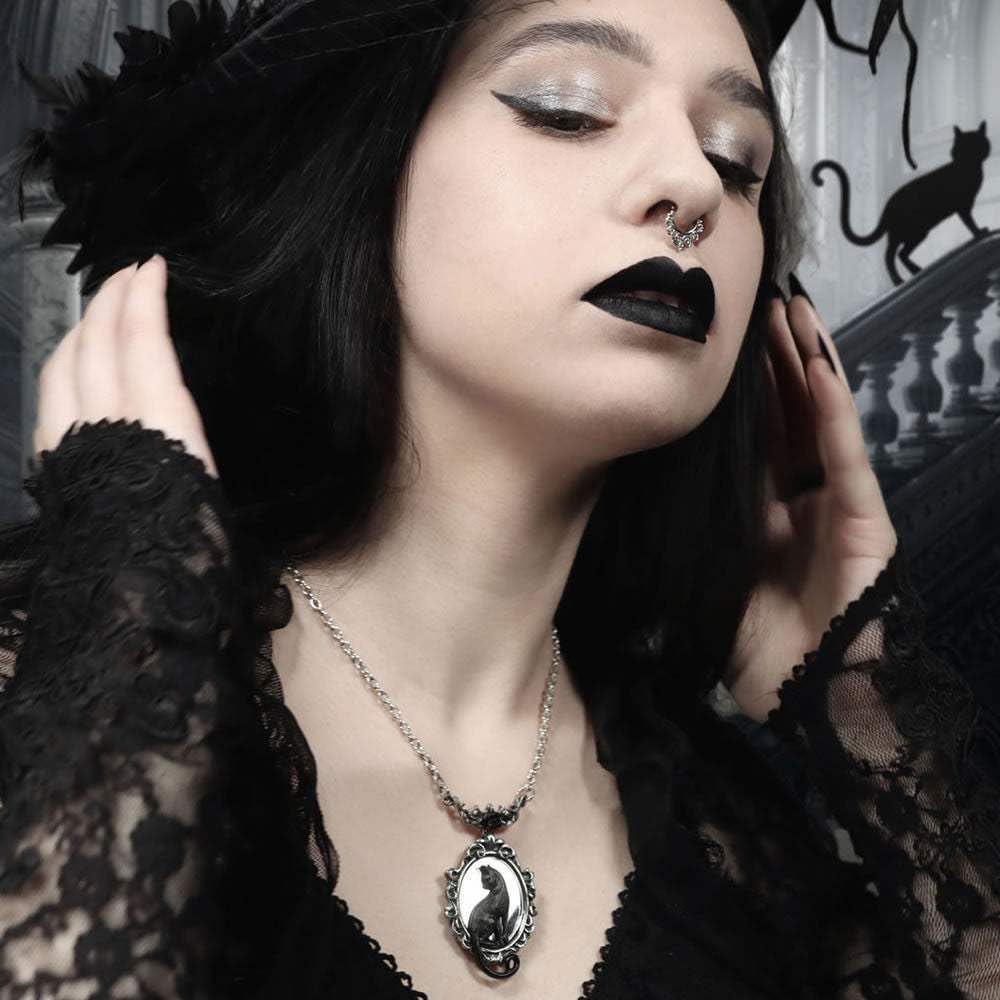 Alchemy Gothic Feline Felicity Donna Collana colore argento peltro