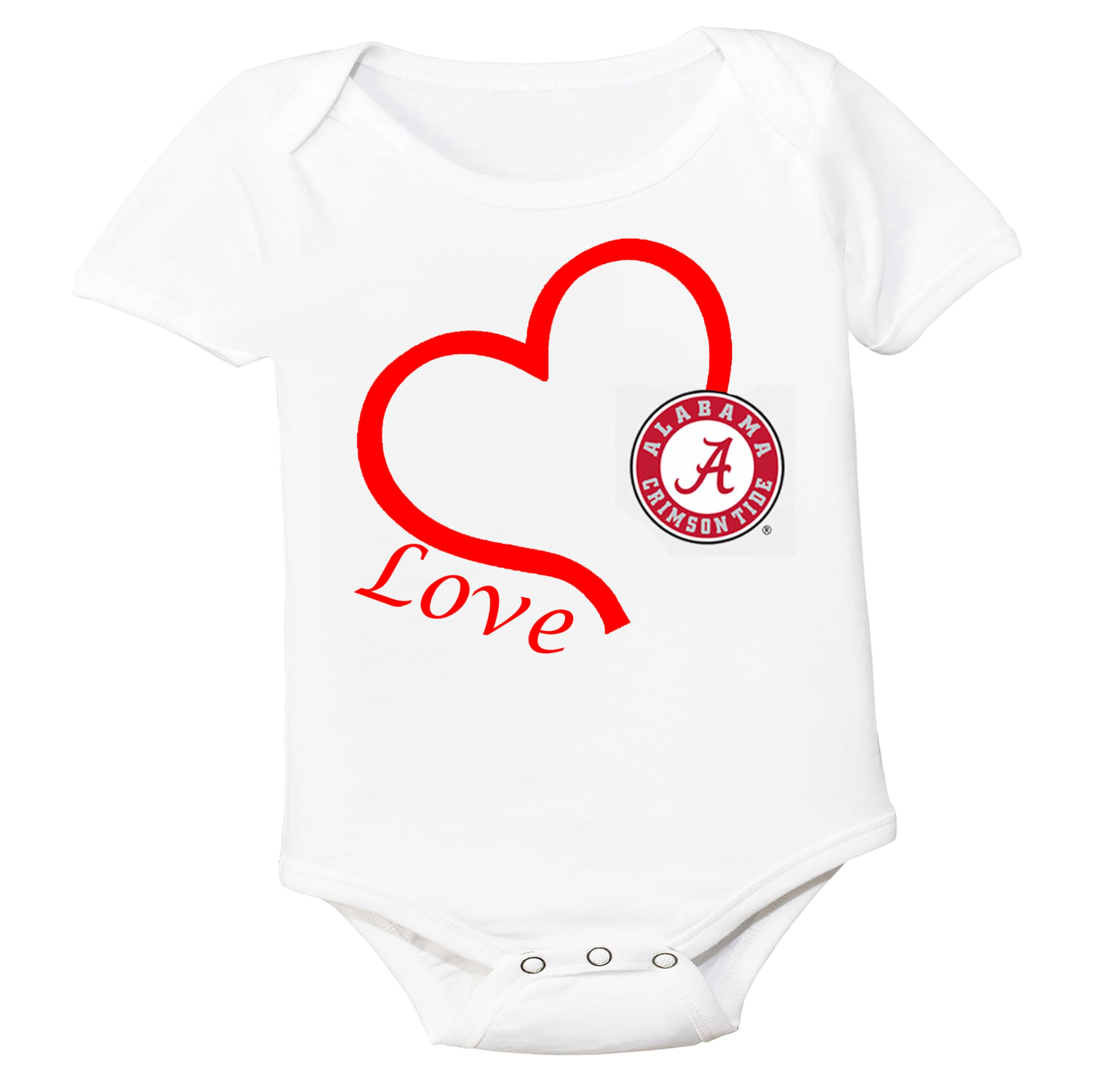 Future Tailgater Alabama Crimson Tide Heart Love Baby White Bodysuit (0-3 months)