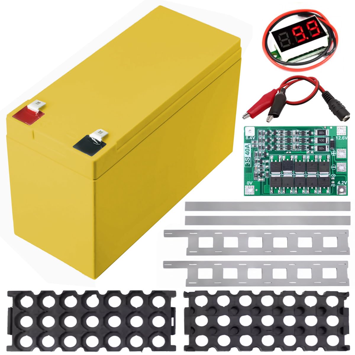 Xiatiaosann 18650 Li-Ion pojemnik do przechowywania, uchwyt 12 V, 7 A, 18650, DIY etui na baterie do zasilania z 3S 40A bateria, listwa niklowa, uchwyt 18650, kabel do ładowania