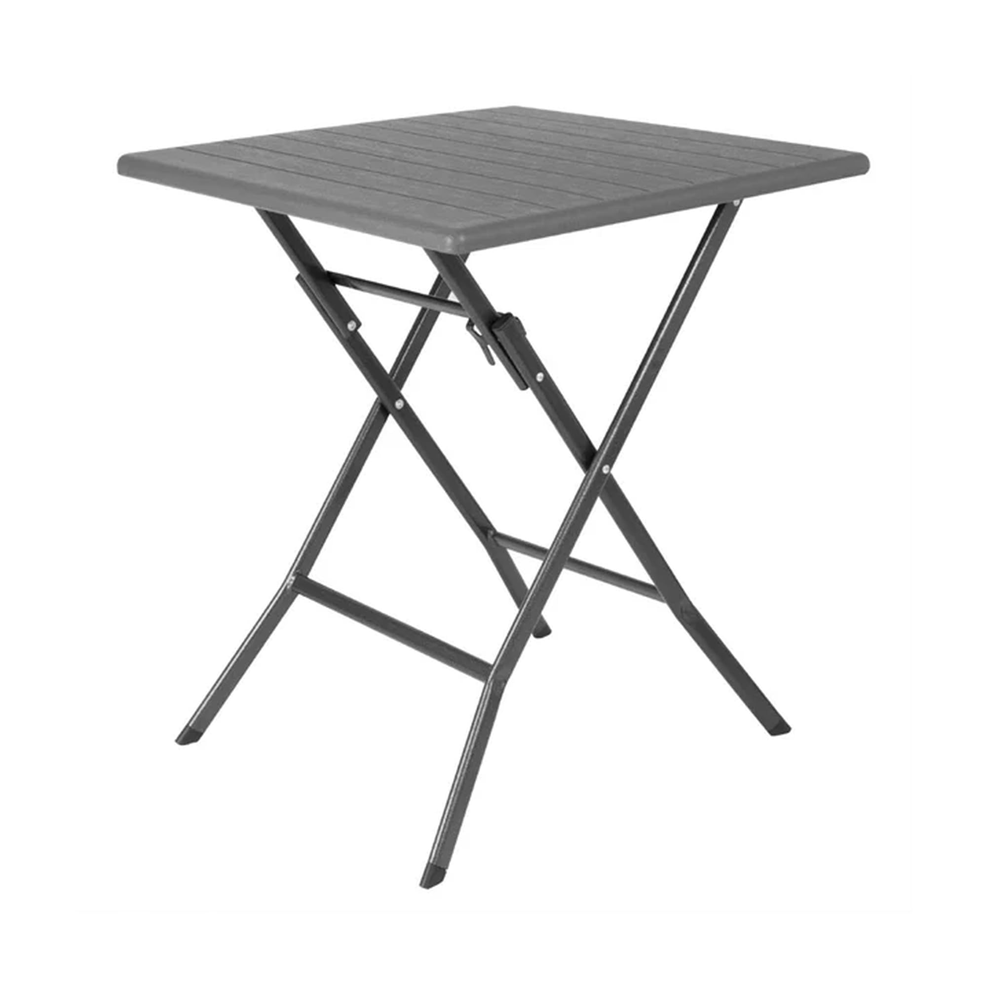 Table pliante carrée Bolero en PEHD effet bois de 62cm pour terrasse