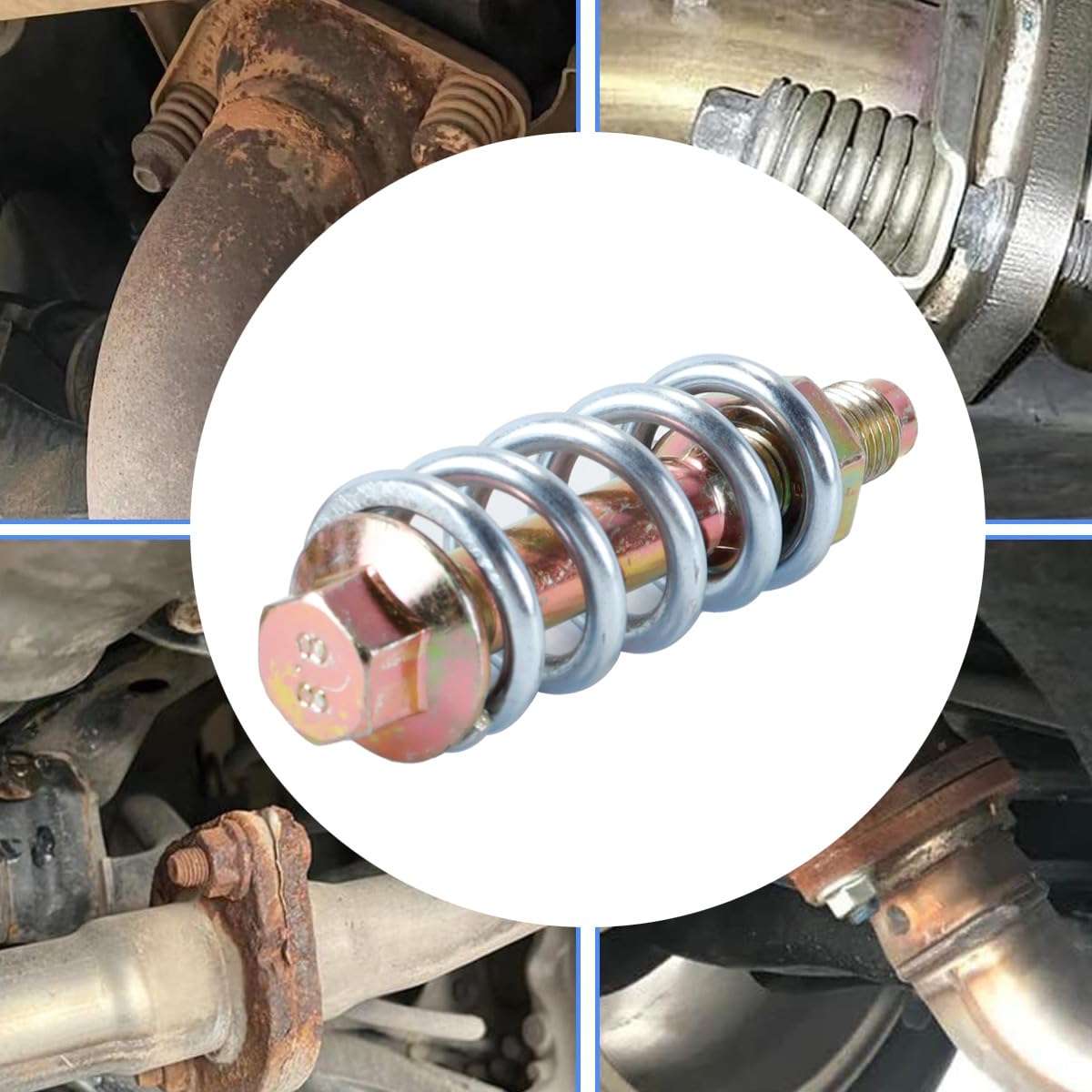 2 Pernos Y Resortes De Escape, Sistema De Escape De Acero Al Carbono, Brida, Colector De Tubos, Tornillos Con Tuercas, Kit De Reparación Universal Para Coches, Camiones Y SUV.