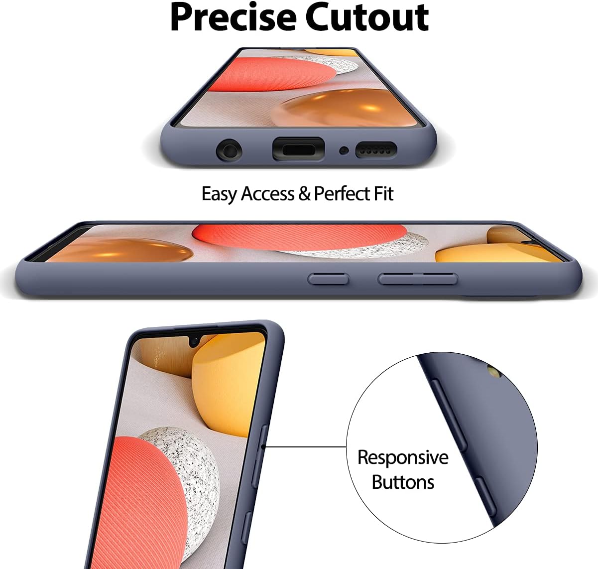 GOOSPERY Liquid Silicone Case for Galaxy A42 5G Silky-Soft Touch Full Body Protection Shockproof Cover Case with Soft Microfiber Lining - Lavender Grey