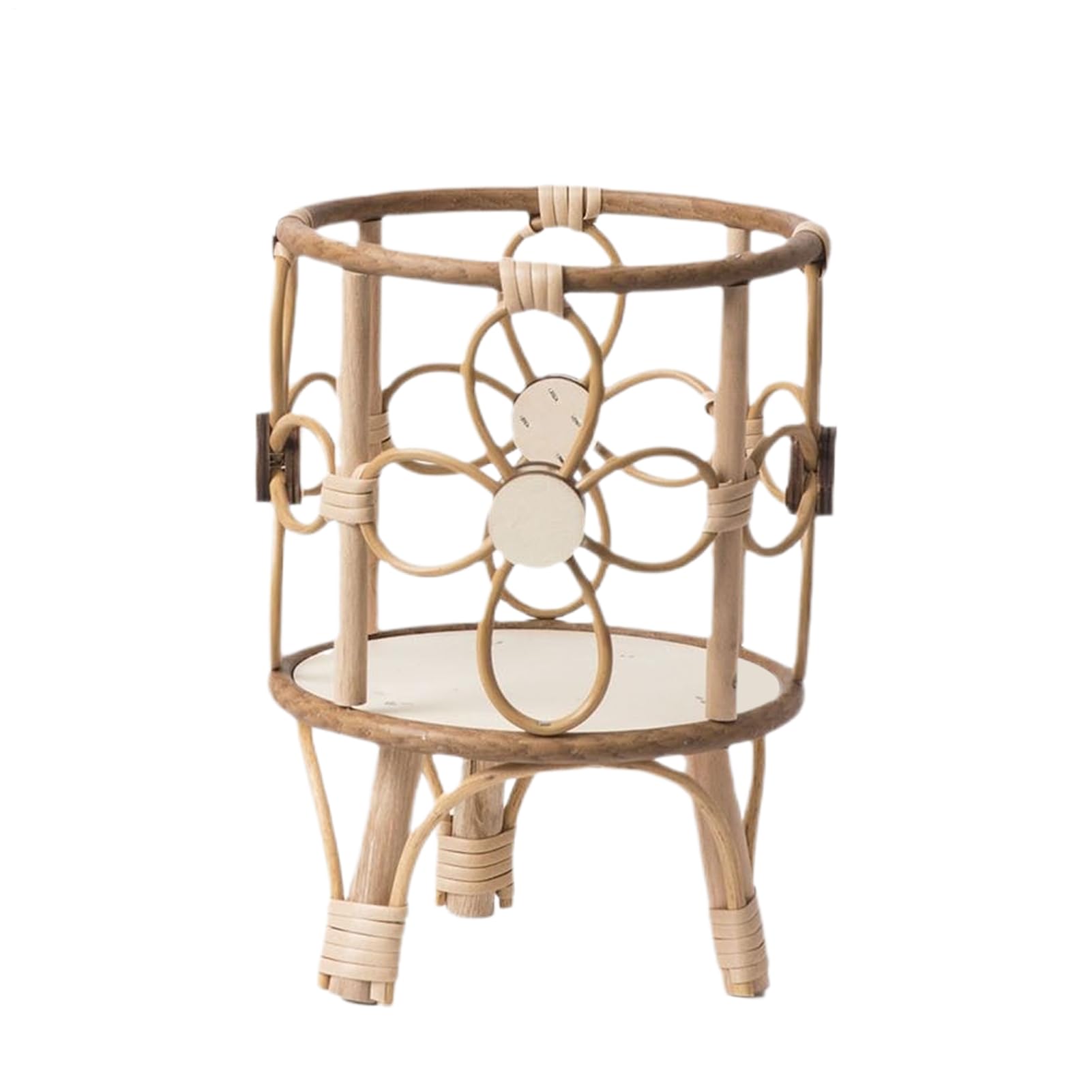 Support en bois et rotin creux rustique pour pot de fleurs