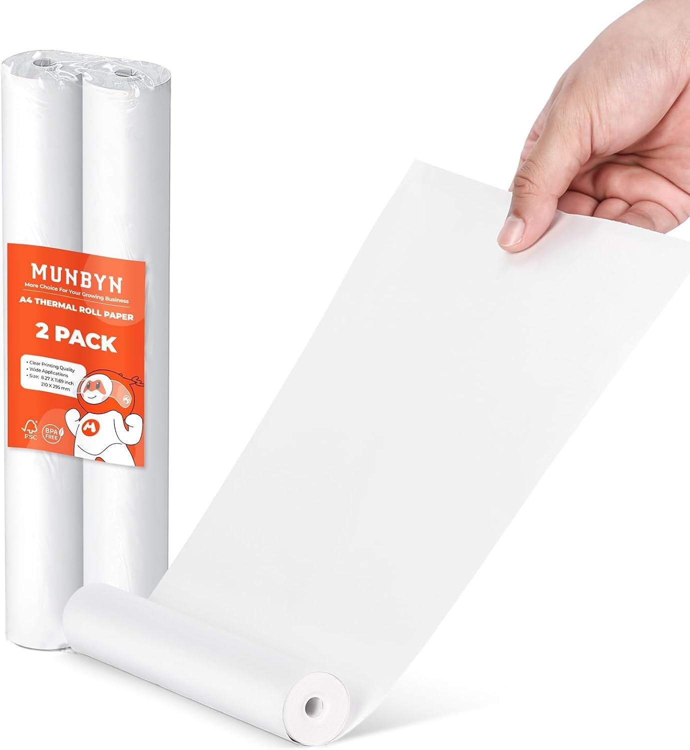 Double Dragon Thermal Printer Paper - 2 Rolls (210mm x 6.5m), White, A4, 2 Rolls