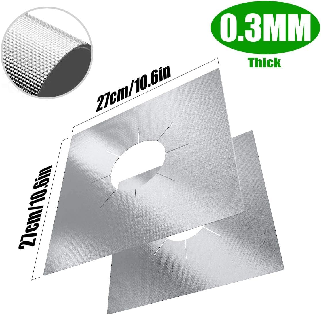 Illuminati store Stove Burner Covers-Gas Protectors Silver with Upgraded Density and Coating, Reusable,Non-Stick,Fast Clean Liners for Kitchen Stove top Covers size 10.6" x 10.6" BPA Free Pack of 4 - Image 2 thumbnail