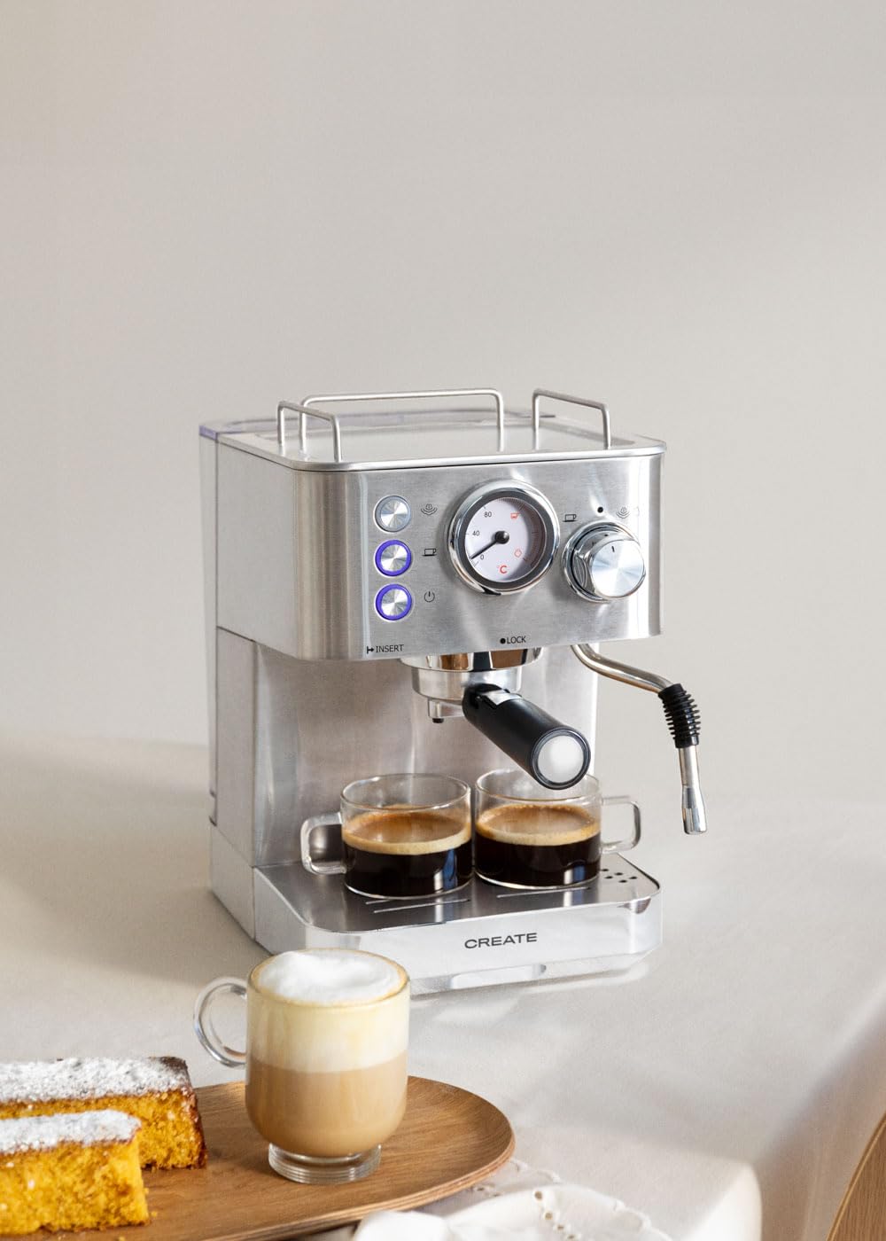 CREATE / THERA CLASSIC/Machine à espresso/Machine à espresso semi-automatique / 20 bars pour café moulu et monodose ESE, réservoir de 1,25 litre, 1100W