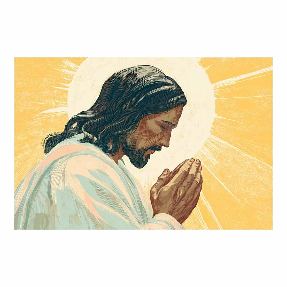 ZAMAEIU Christ Religions Canvas Wall Decor Praying expression Modern Abstract Religious Posters Prints for Living Room Bedroom Church Home Decoration(white)-80x120cm Unframed