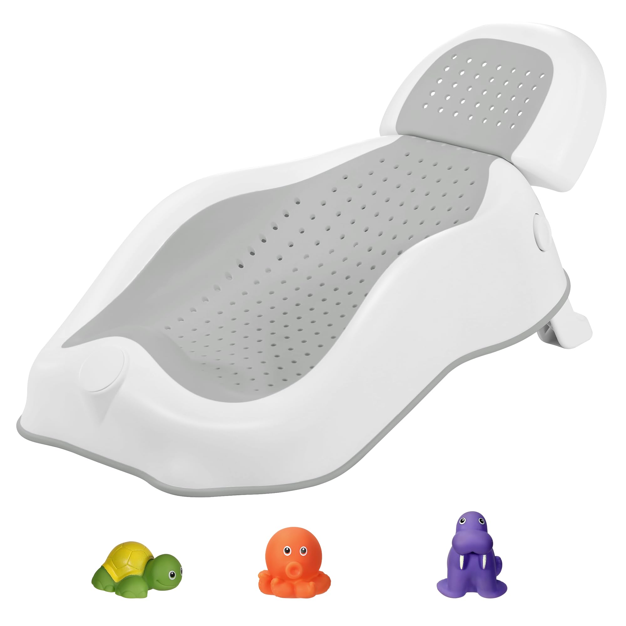 Baby Bath Support-Baby Bath Seat 0-6 Months Newborn Bath Seat with Thermometer 3 Bath Toys,Foldable Baby Bath Seat Newborn Baby Essentials Newborn Essentials,Baby Bath Cushion Baby Bath Insert