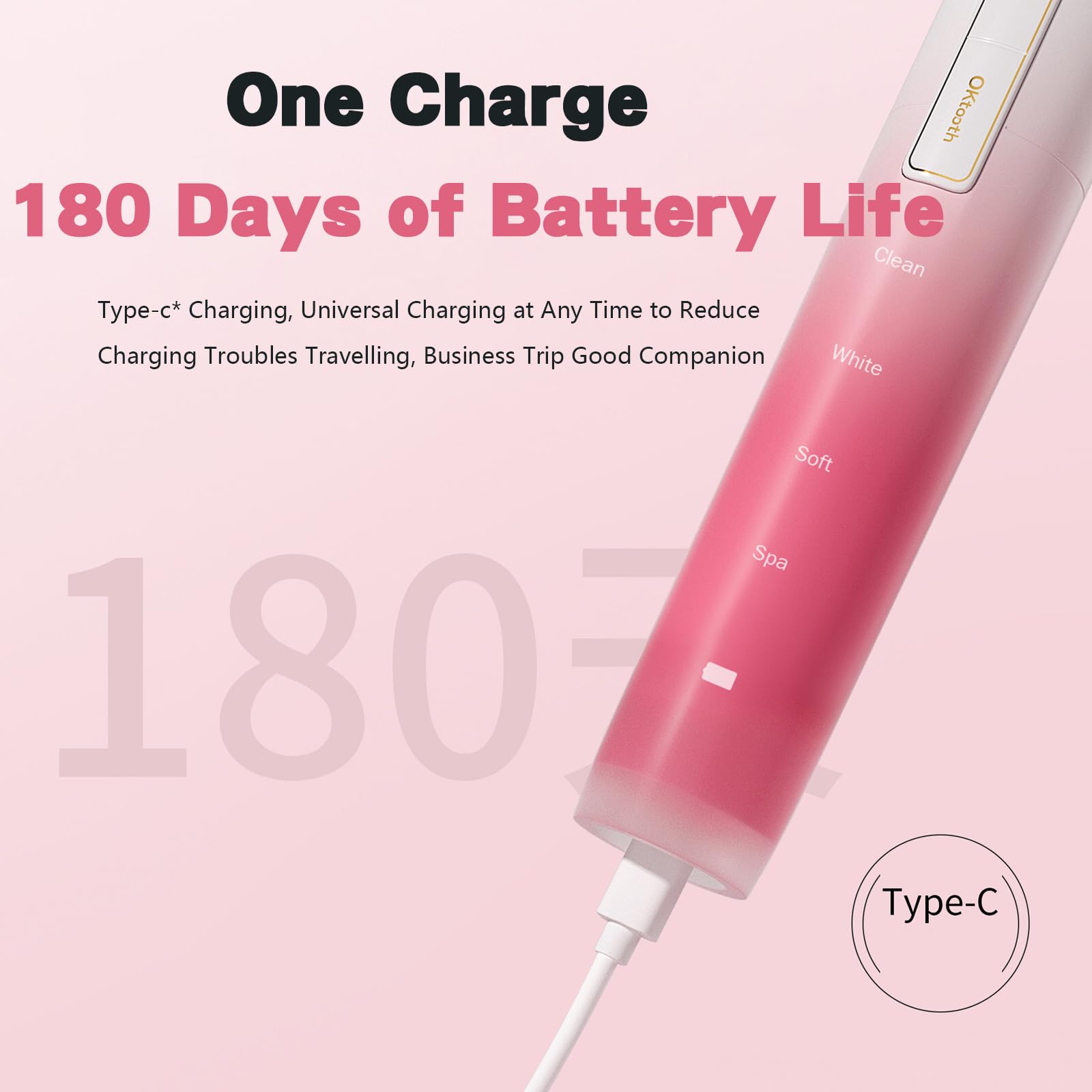 Spazzolino Elettrico Sonico,Cepillo de Dientes Eléctrico,Include 4 Testine,4 Modalità,Timer da 2 Minuti, Ricarica Rapida da 4 Ore,Durata di Circa 180 Giorni,Type-C