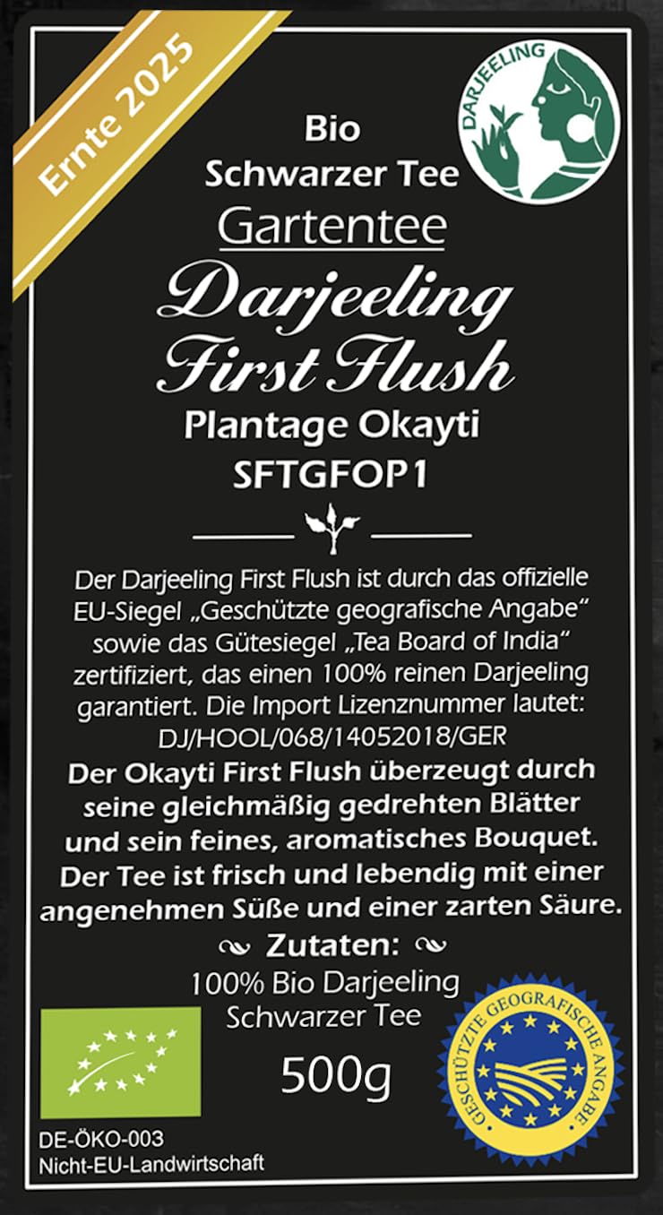 Paulsen - Bio Darjeeling First Flush - Gartentee Plantage Okayti - Ernte 2025-500g