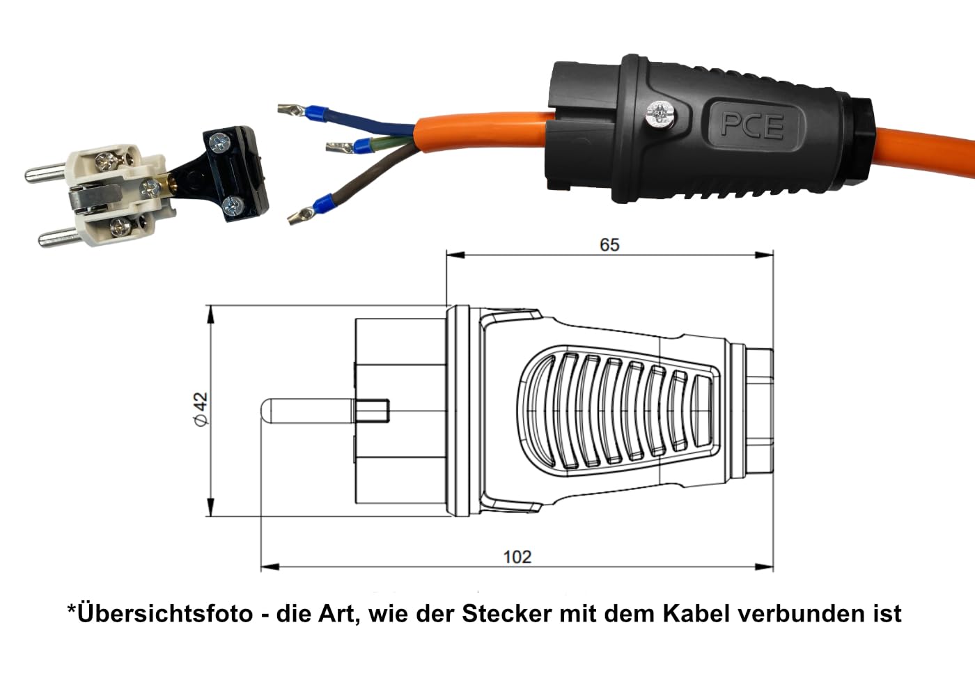 Hilark Cable Tech Verlängerungskabel orange H07BQ-F 3x2,5mm2 SCHUKO Stecker und Buchse (5 meter, Orange)
