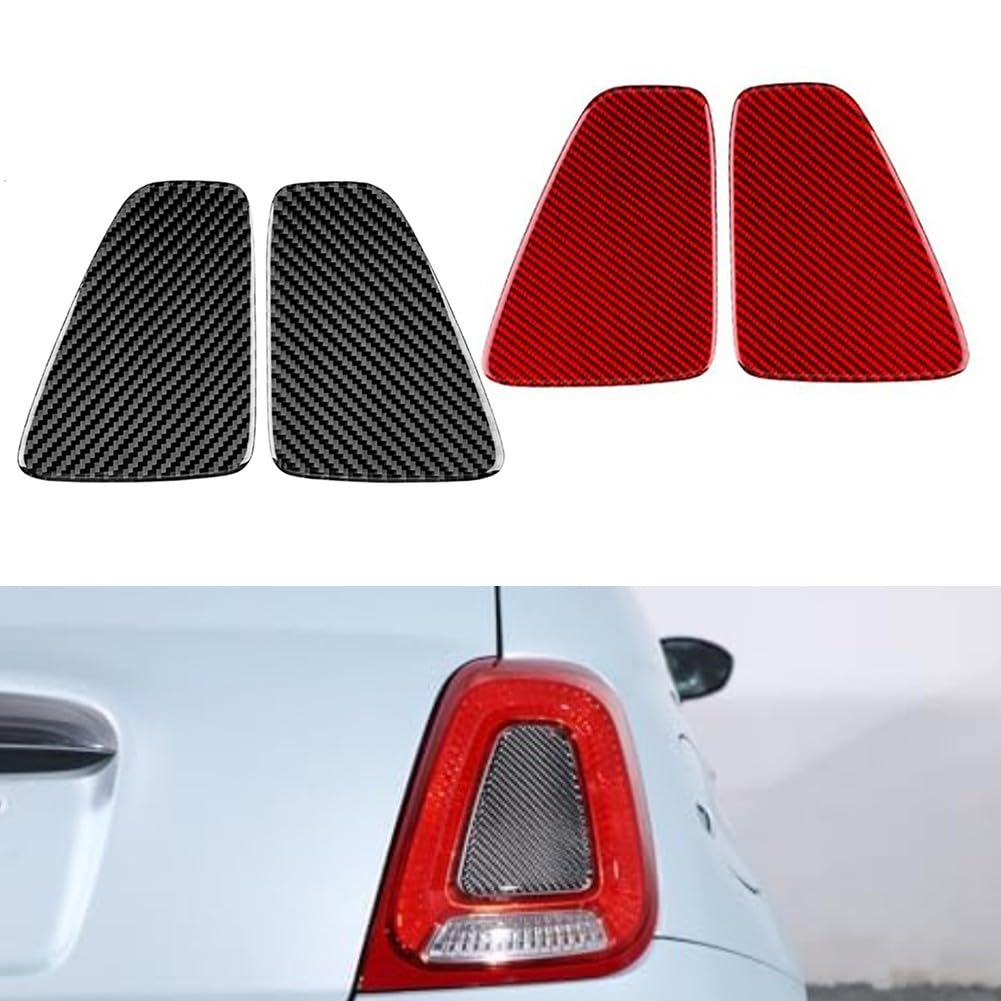 Paire de coques de feux arrière pour Fiat 500 pour Abarth 595 695 2017-2023, autocollant en fibre de carbone souple (carbone rouge)