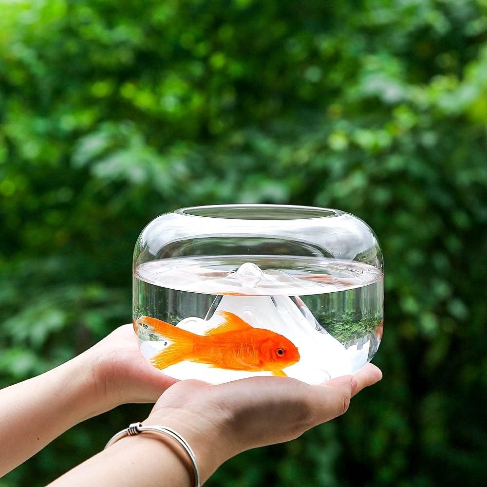 Fish Tank Glass Creative Transparent Fish Tank Fake Snow Mountain Shape Mountain Fish Tank Desktop Micro Landscape Fish Tank Aquarium Pet Glass Fish Tank