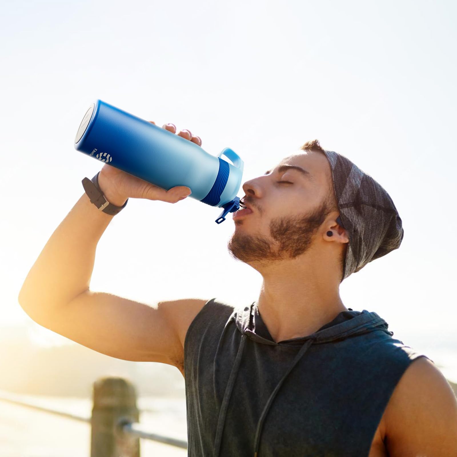 Fjbottle Borraccia Termica con cannuccia Sportiva 550ml/710ml, Senza Perdite e BPA - Bottiglia Termica Palestra per Bambini, Scuola, Campeggio, Yoga