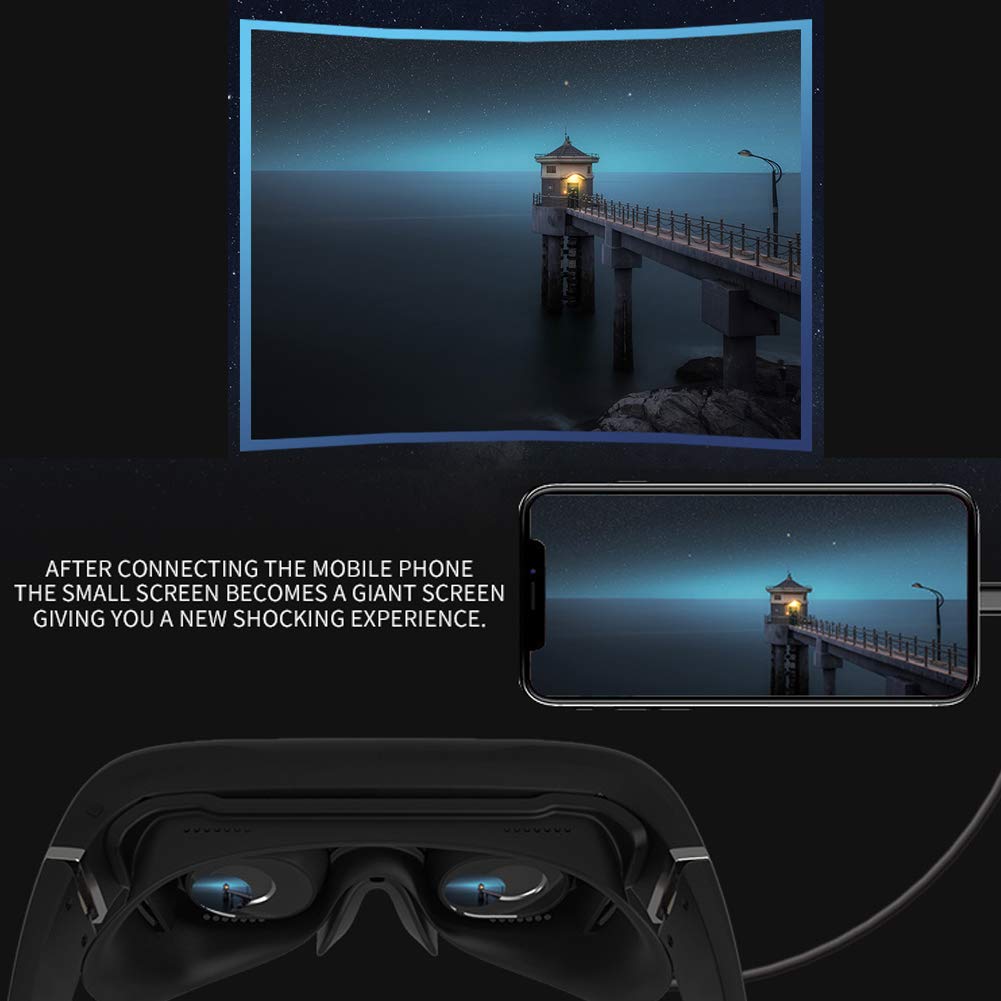 Cuffie 3D VR Occhiali HD digitali intelligenti per realtà virtuale con WIFI, doppi altoparlanti stereo Bluetooth Scheda TF 3860PPI/TYPE-C/128 GB, display montato sulla testa per giochi/video/film
