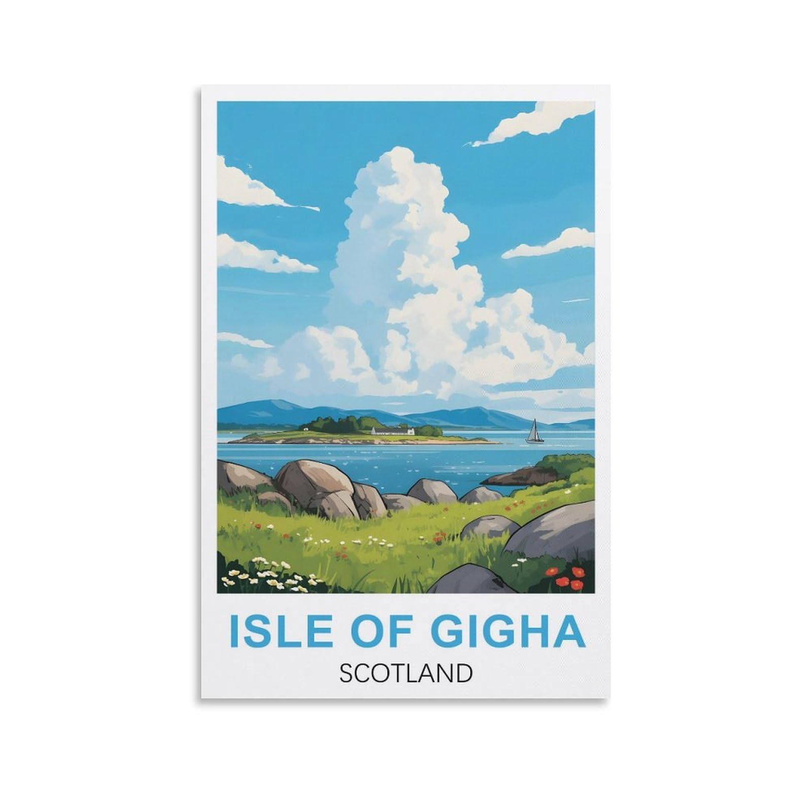 EZMLFA 5D Diamond Art Kits Adults,Isle of Gigha Scotland,Gem Art,Crystal Kits Round Drill for Home Wall Decor Gifts,Women,Men 40x50cm