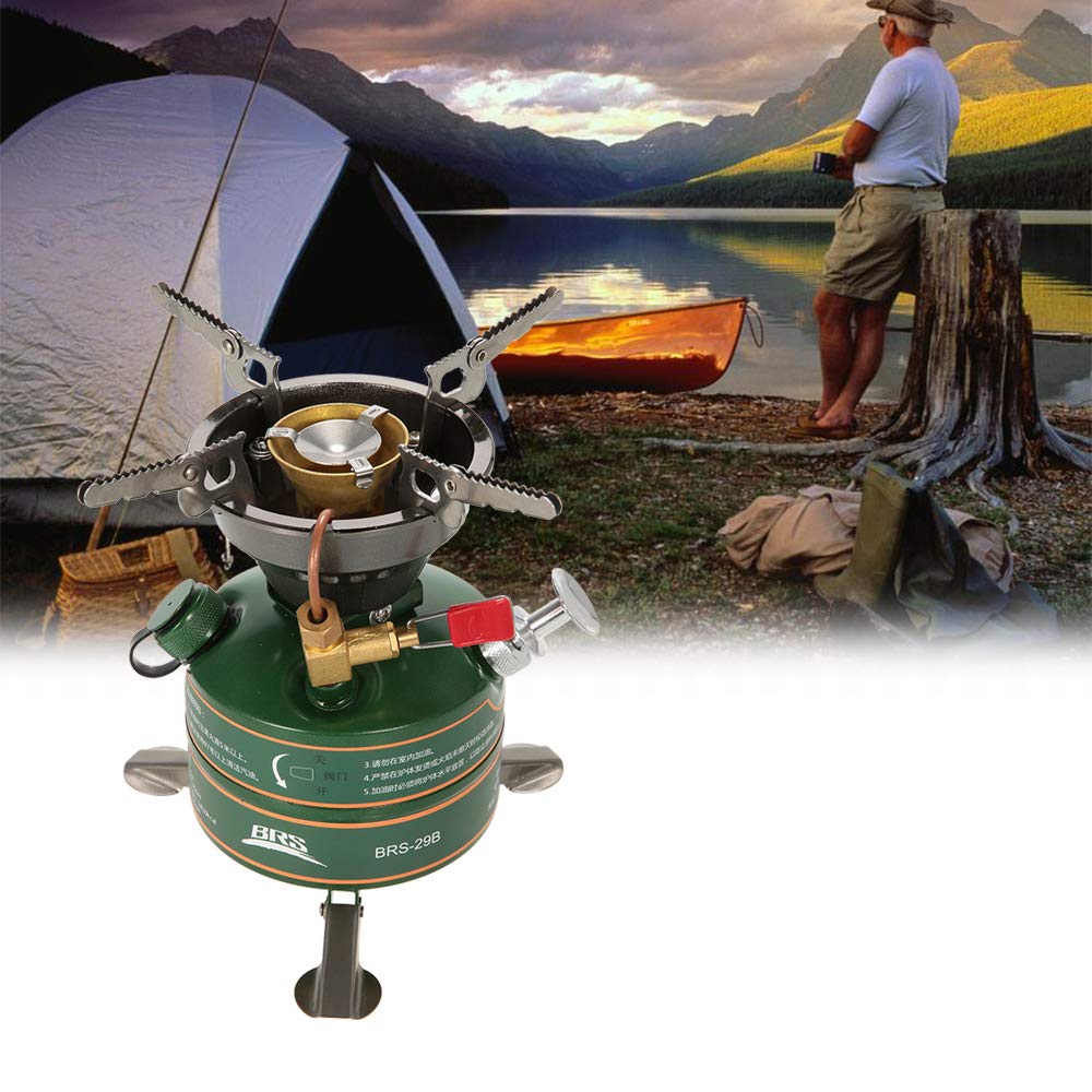 Domary Campingkocher, Benzin, Tragbar, kein Vorheizen, Brennofen mit Faltbarem Design, Verliersichere Halterungen Zum Kochen Im Freien, Angeln, Wandern, Picknick