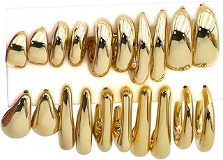 10 Pairs Hypoallergenic Chunky Gold Dangle Earrings for Women Trendy Thi...