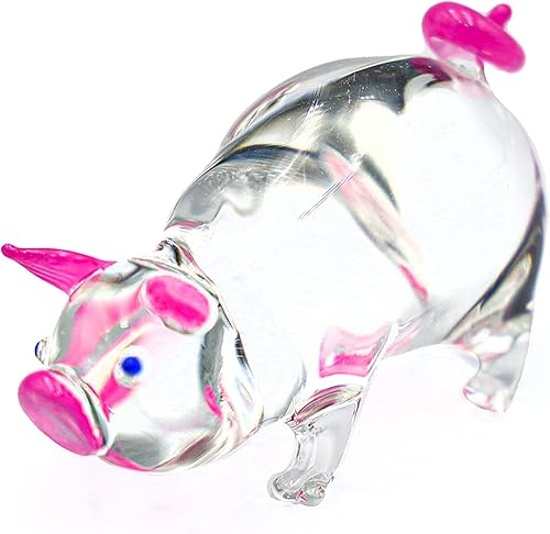 Miniatura 1 de I-DO-CARE Precioso lindo mini cerdo rosa animales transparentes soplado a mano arte de cristal - Figuras hechas a mano en miniatura coleccionables