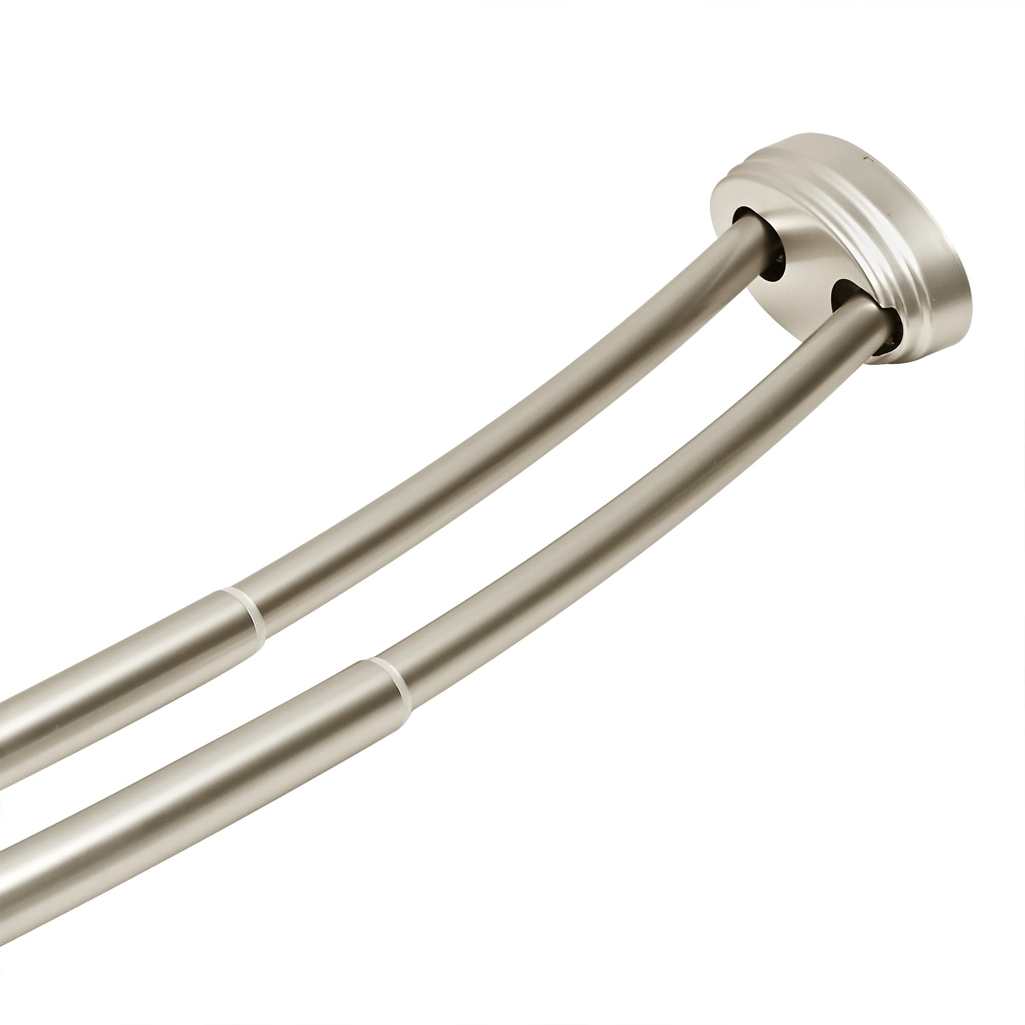 utopia alley rustproof wall mounted aluminum double curved shower rod, adjustable from 44\" to 72\\\", rust proof aluminum shower rods, expandable, wall mounted (nickel)