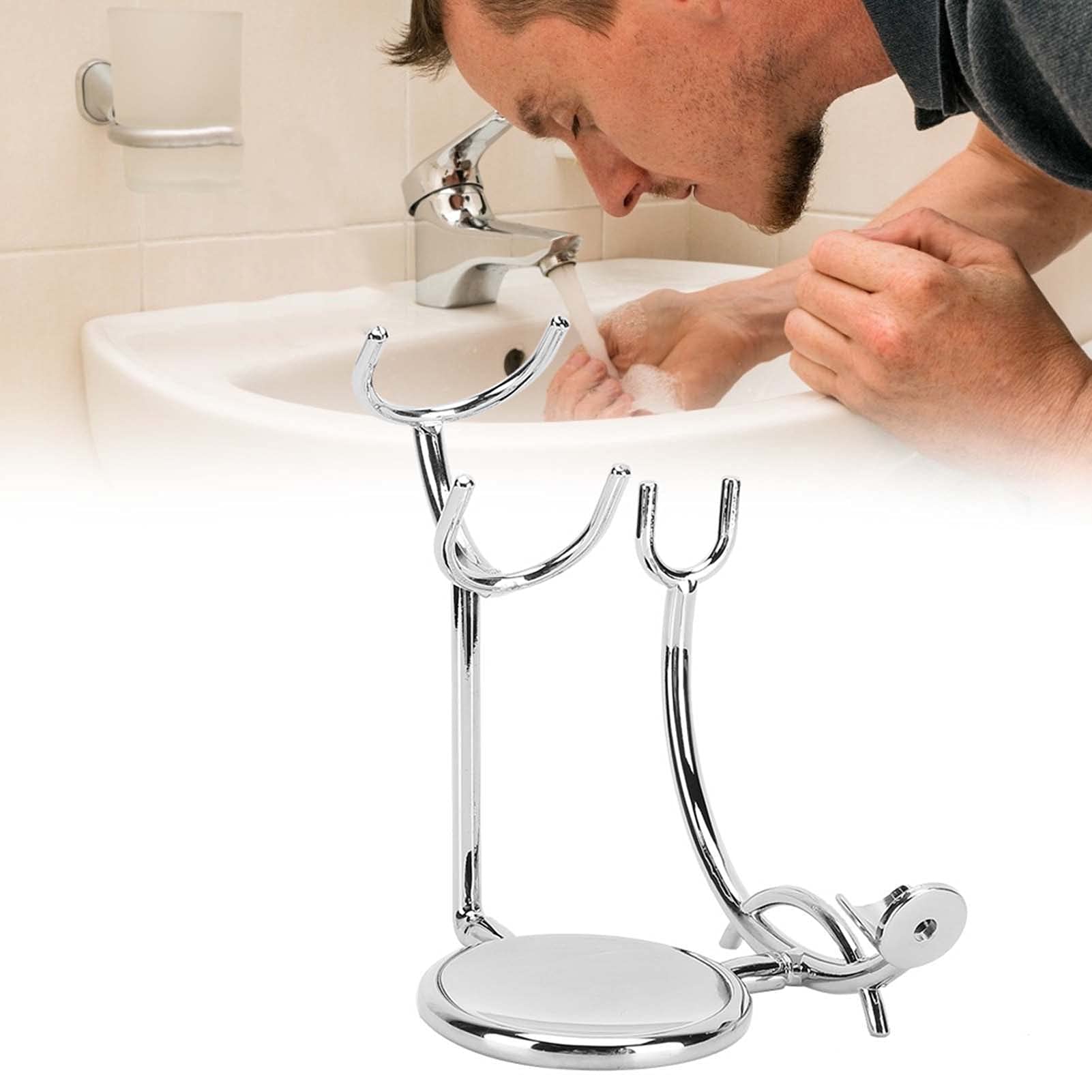 QANYEGN Shaving Brush Soap Bowl Stand, Shaver Stand, Manual Brush Stand with Electroplating Metal for Men Boyfriend Husband