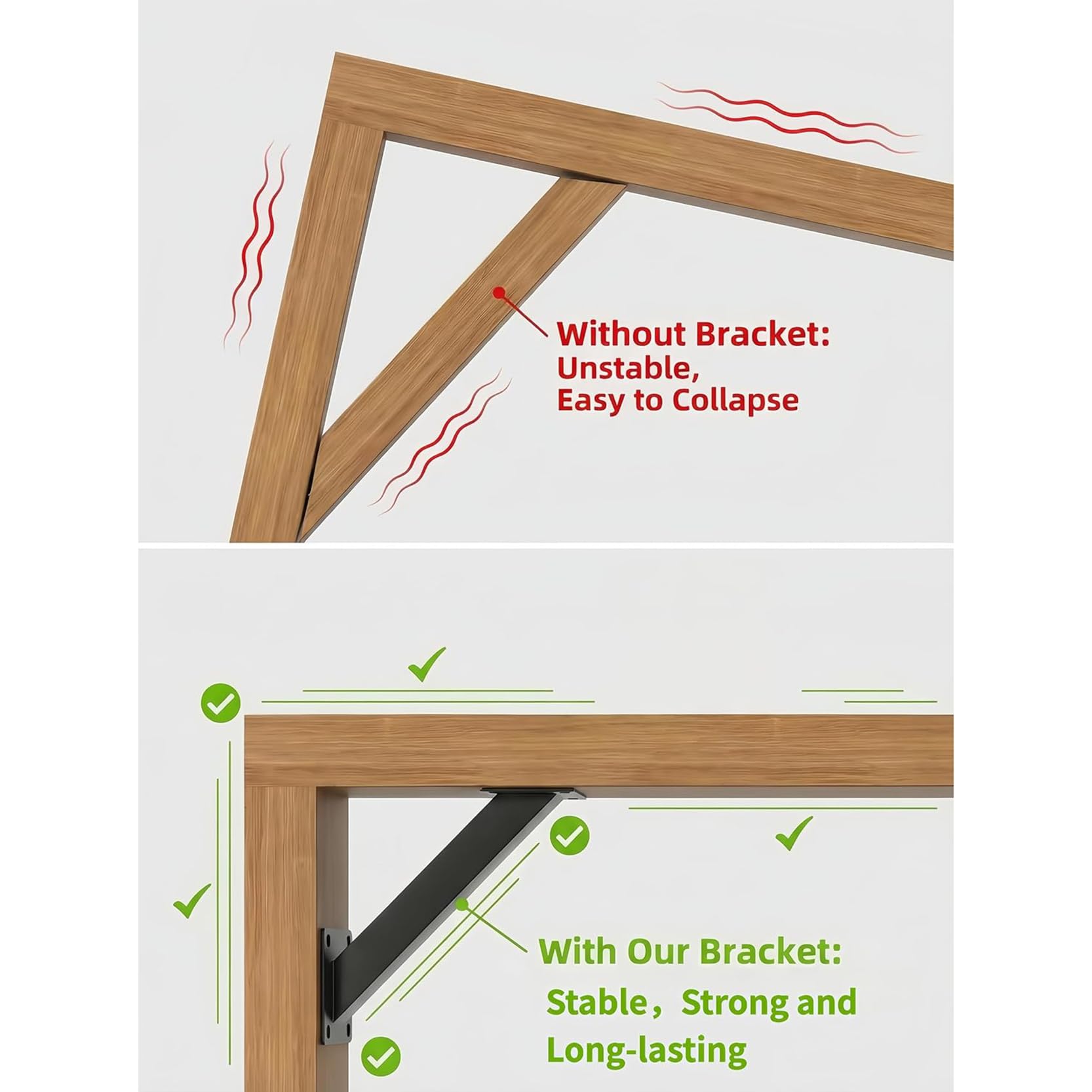 Kit di staffe per carichi Pesanti - 8 staffe a 45 Gradi con Rivestimento Nero per l'installazione e Il Supporto di strutture Come Gazebo, patii e Cortili.
