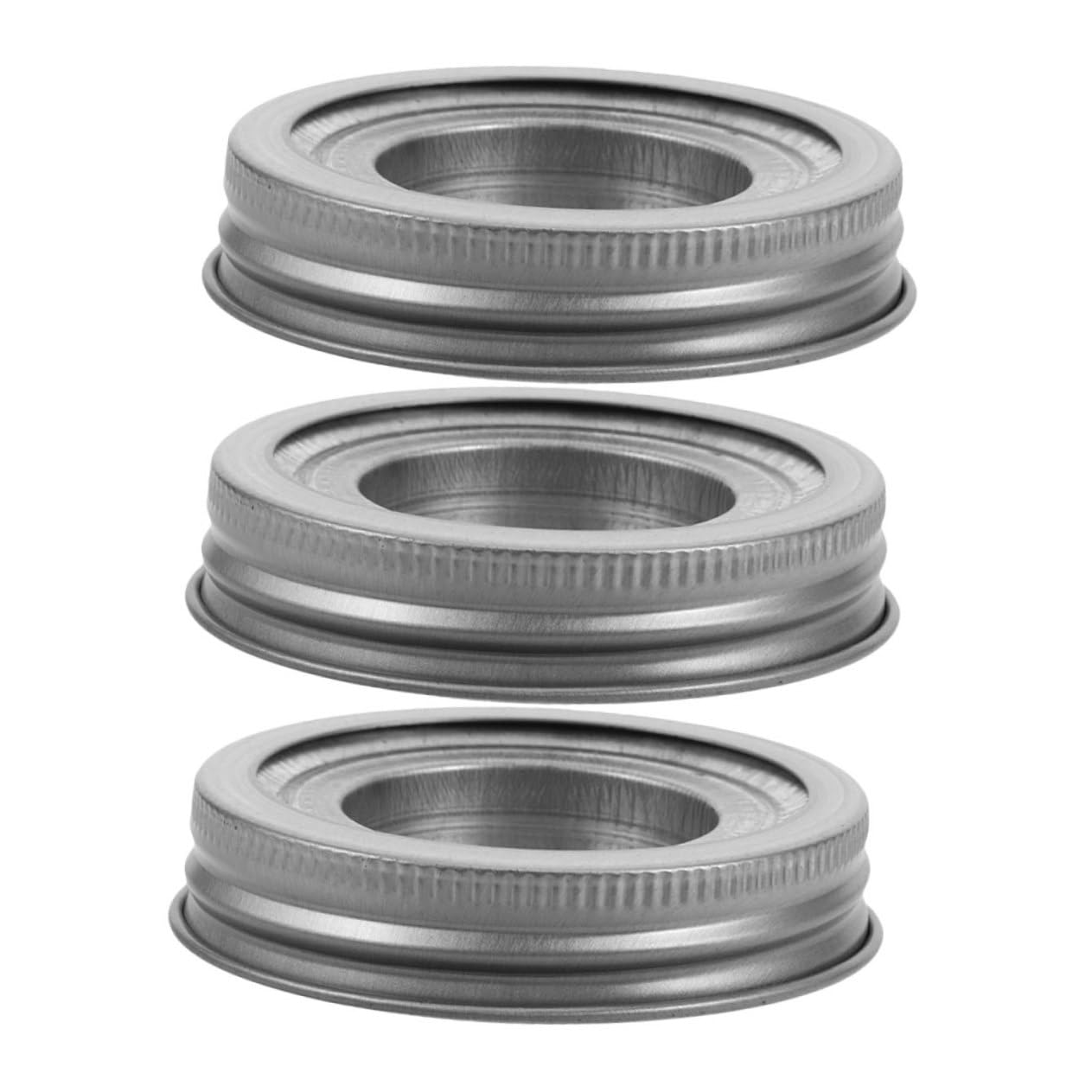 ULDIGI 3 Sets Mason Jar Candle Holder Lid Inserts Stainless Steel Decorative Covers for Tealight Candles Outdoor Friendly Secure Sealing for Home and Picnics