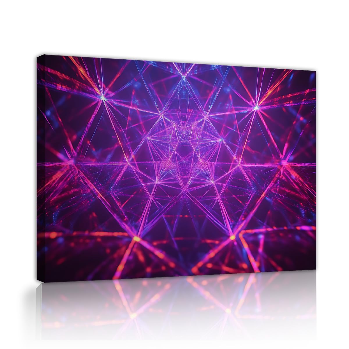 TOANGWALL Abstract Geometric Laser Beam Framed Canvas Prints Gaming Room Pink Purple Lines Poster Picture for Office Studio Cafe Decor 80x95cm
