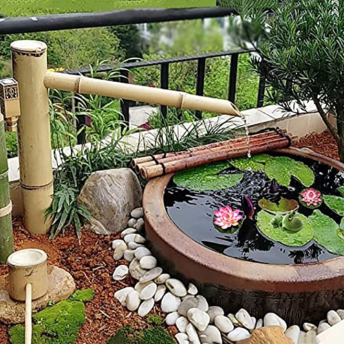 ATAAY Bambus-Brunnen-Dekoration, Bambus-Brunnen, Wasserspeier mit Pumpe und...