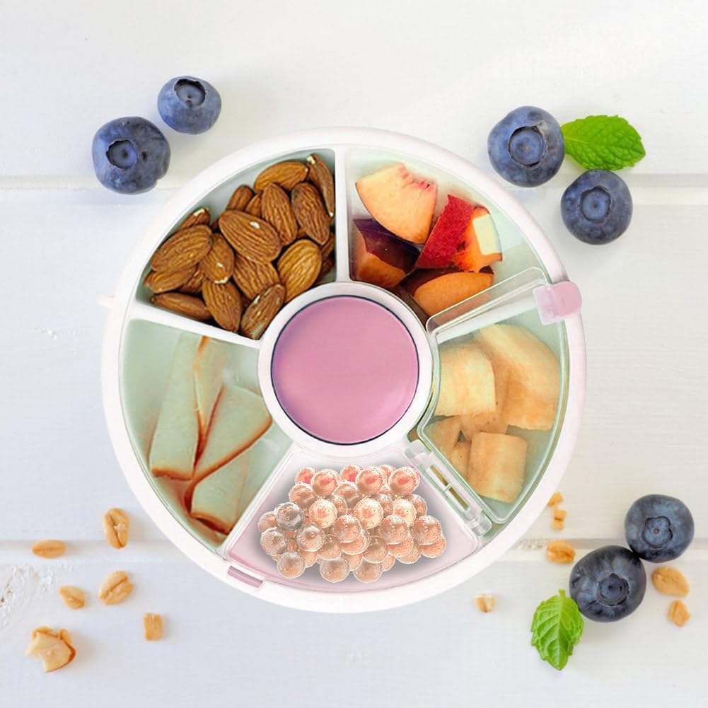 Snack Spinner - Petit organisateur de fruits et de bonbons portable pour enfants - Organisateur de collations pour enfants (rose)