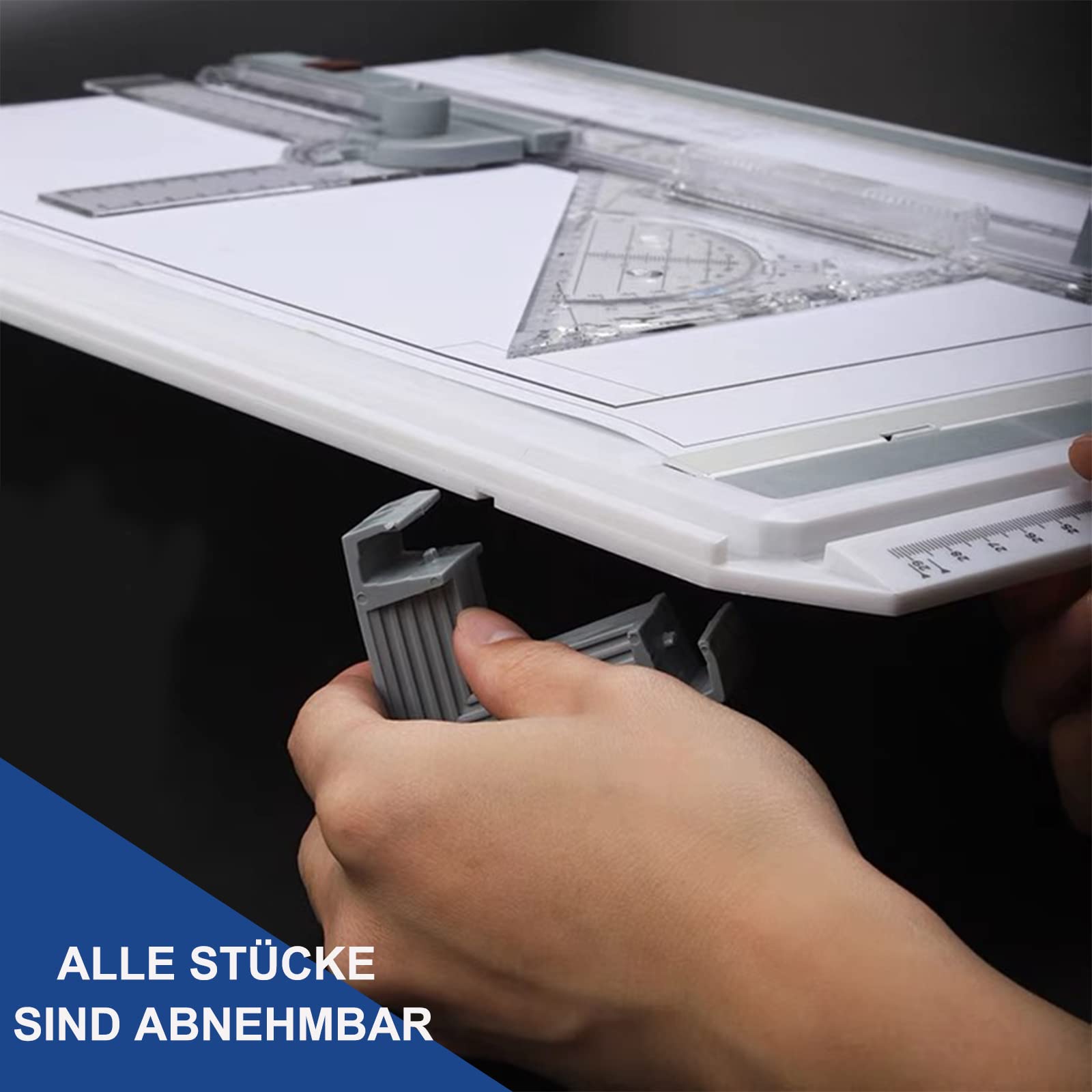 Queiting Zeichenplatte A3 Zeichenbrett Professioneller Zeichentisch mit Schiebelineal Zeichendreieck und Maßstab T-Quadrat für Ingenieure Designer Studenten zum Exaktes Arbeiten und Studium