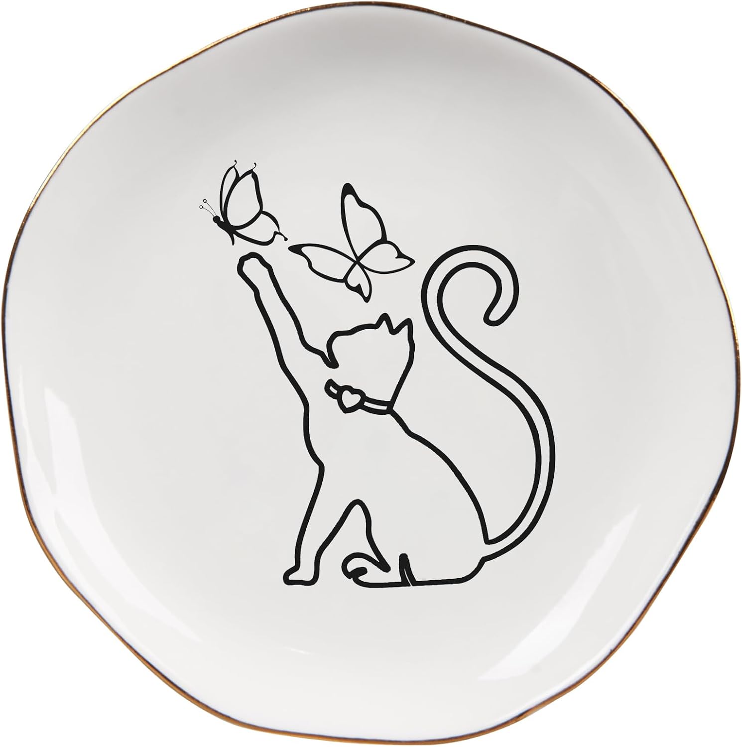 Piudee Cat Ring Dish Holder Jewelry Dish Trinket Tray, Cat