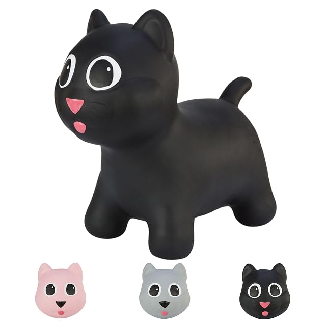 Hoppimals Tootiny, Juguete Hinchable para Saltar y Jugar para Niños Mayores de 1 año, Gato Negro