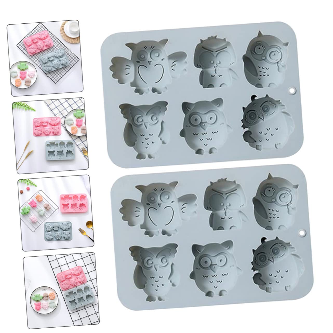 TOPBATHY 3 Set Di Da Forno A Forma Di Gufo in Silicone Per Fondente Per Decorare Torte Facili Da Usare E Da Pulire 2 Pezzi*3