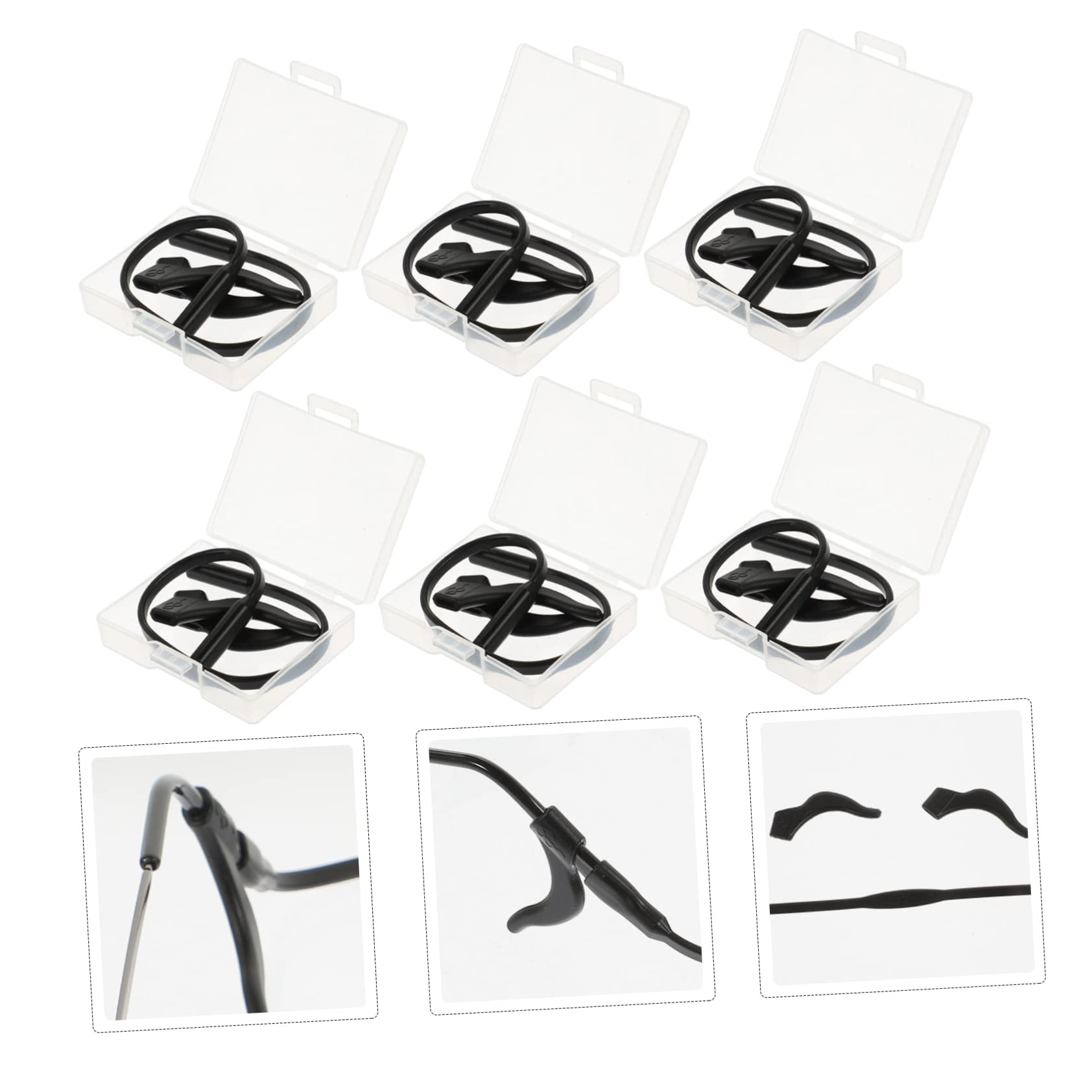 Artibetter Accessori per curvette per occhiali bicchieri glasses accessori per occhiali porta cinghia per occhiali fermo per gli occhiali cinturini per occhiali in silicone Black