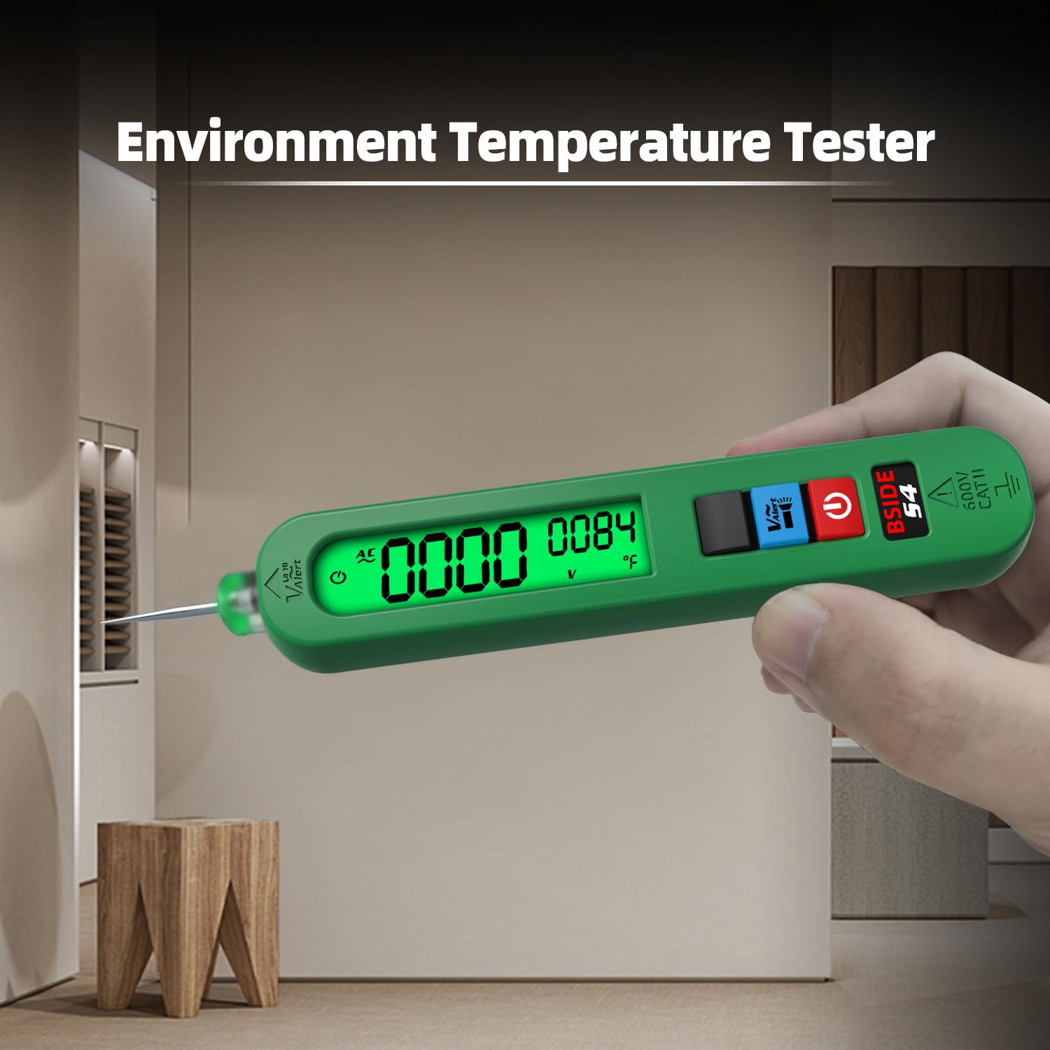 BSIDE S4 Bolígrafo Detector de Voltaje Sin Contacto Voltímetro Lápiz Recargable AC 12V-300V con LCD Grande y Zumbador Medidor de Fugas Electricas Unipolar con Linterna para Casa