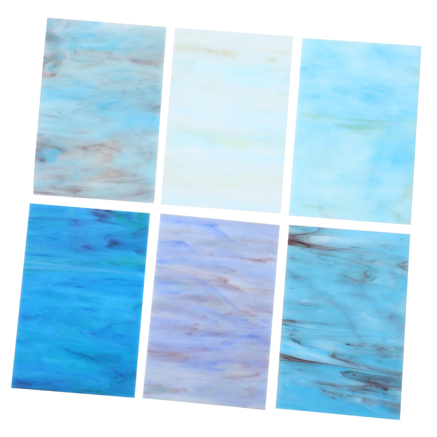 Feuille de Verre Cathédrale Bleue pour Mosaïque, Lot de 6 Pièces