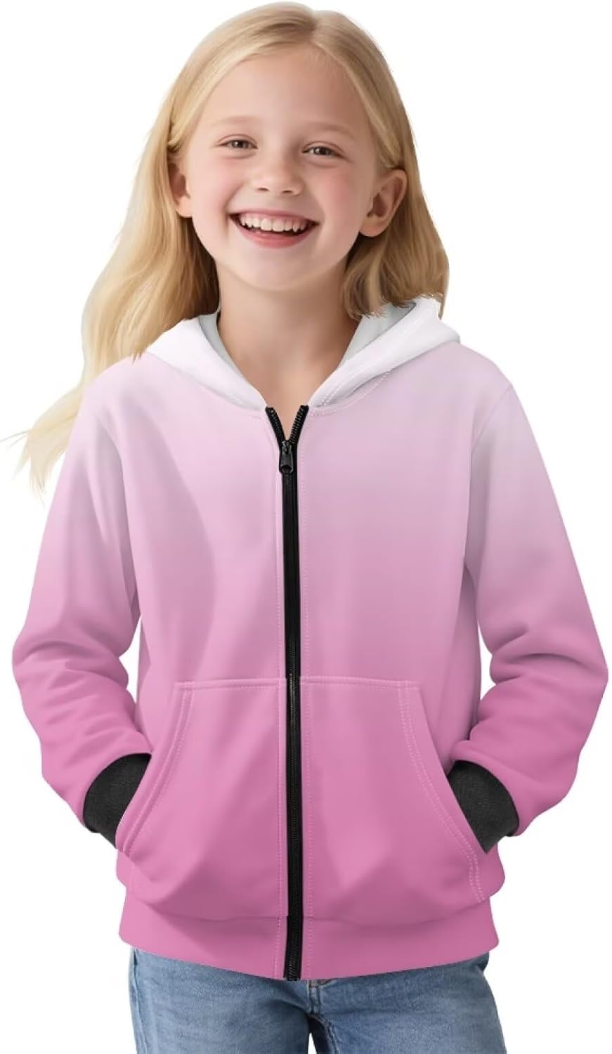 Rnyleeg Girls Zip Up Hoodies Fashion Girls Jackets for School Comfy Soft Long Cardigan Sweatshirt Fall Winter Outfits S-XL